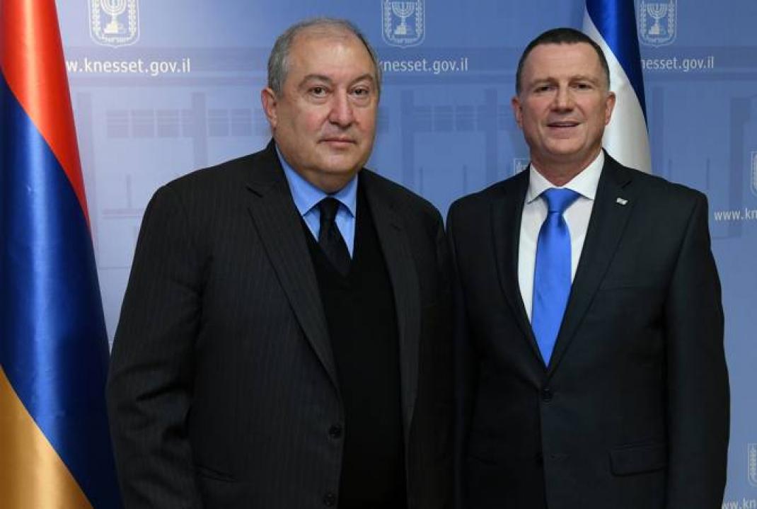 Le président arménien Armen Sargsyan et le président de la Knesset Yuli Edelstein