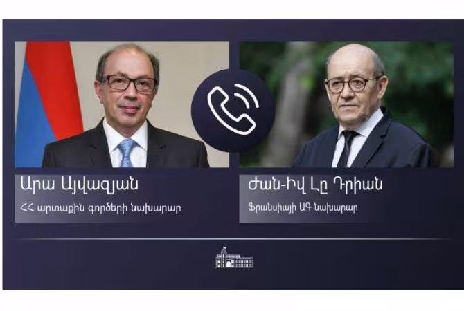 Entretien téléphonique entre le ministre des Affaires étrangères d'Arménie et son homologue français